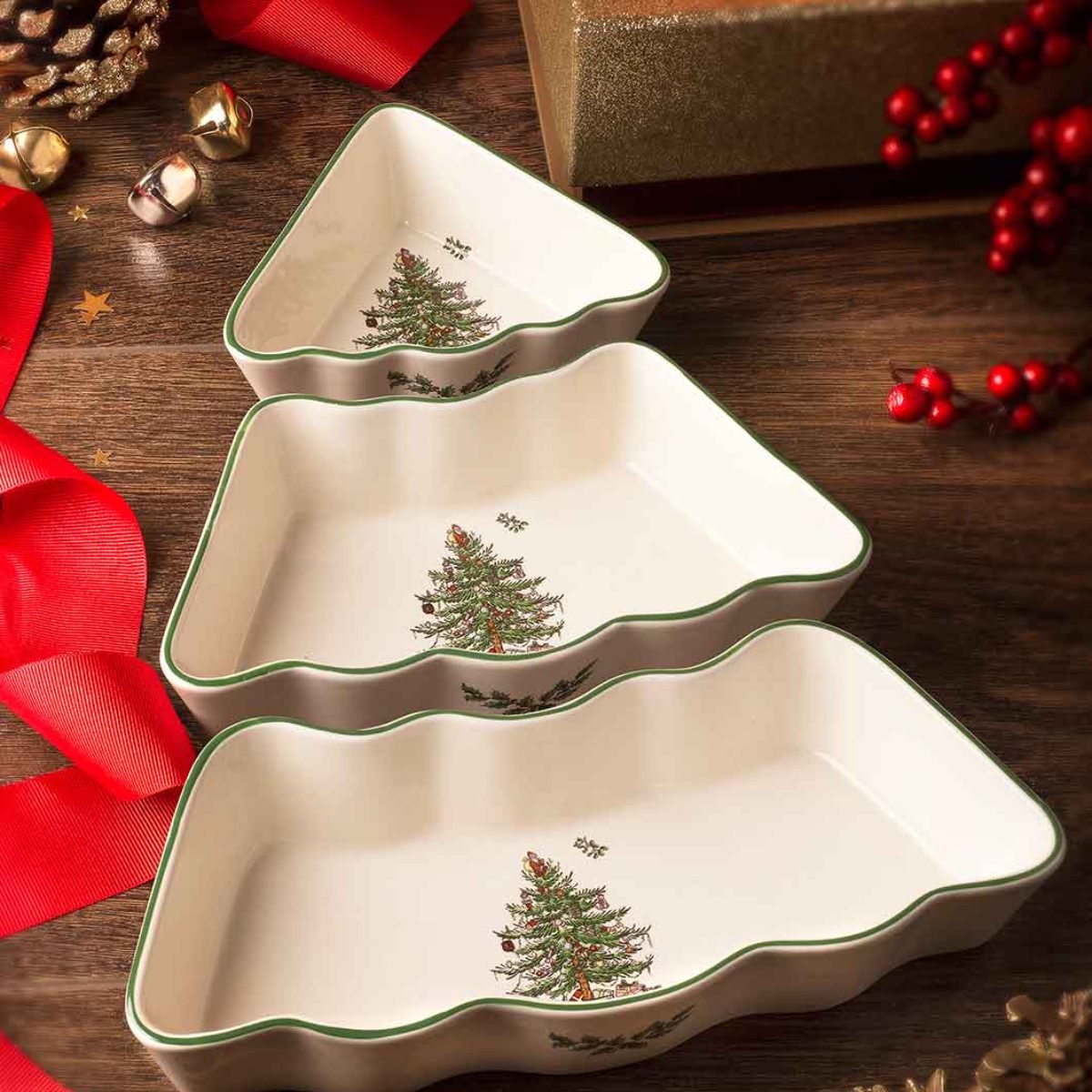 Christmas Tree 3 Piece Tree Dip Bowl Set image number null